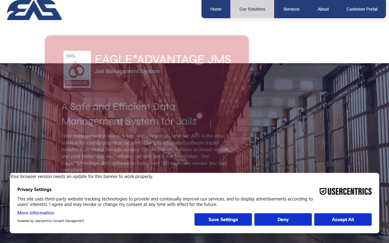 Eagle Advantage jail management page referenced by the Appling County inmate search route